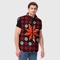 Мужской жилет Красно-белые звёзды на чёрном фоне, цвет: 3D-светло-серый — фото 2