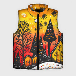 Мужской жилет Елочки на фоне оранжевого неба, цвет: 3D-светло-серый