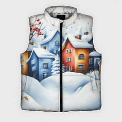 Мужской жилет Зимний новогодний городской пейзаж, цвет: 3D-светло-серый