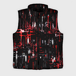 Мужской жилет Бело-красная тревожная абстракция на чёрном фоне, цвет: 3D-черный