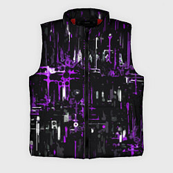 Мужской жилет Бело-фиолетовая тревожная абстракция на чёрном фон, цвет: 3D-красный