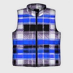 Мужской жилет Белые полосы на чёрно-синем фоне, цвет: 3D-светло-серый