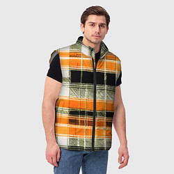 Мужской жилет Белые полосы на чёрно-жёлтом фоне, цвет: 3D-светло-серый — фото 2