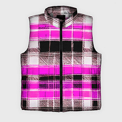 Мужской жилет Белые полосы на чёрно-розовом фоне, цвет: 3D-светло-серый