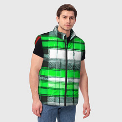 Мужской жилет Чёрные полосы на зелёном-белом фоне, цвет: 3D-красный — фото 2