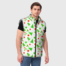 Мужской жилет Новогодний ёлочный паттерн, цвет: 3D-светло-серый — фото 2