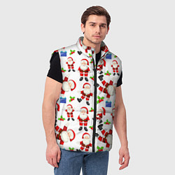 Мужской жилет Дед мороз веселится паттерн, цвет: 3D-черный — фото 2