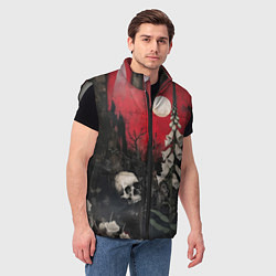 Мужской жилет Череп с цветами на фоне замка - нейросеть, цвет: 3D-светло-серый — фото 2