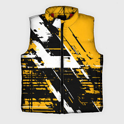 Мужской жилет Diagonal black and white stripes on a yellow backg, цвет: 3D-красный