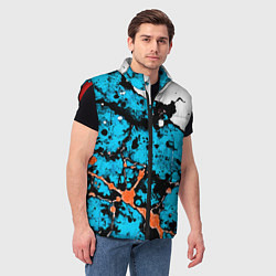 Мужской жилет Оранжево-голубая абстракция на белом фоне, цвет: 3D-красный — фото 2