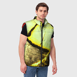 Мужской жилет Трещины на абстрактном жёлтом фоне, цвет: 3D-красный — фото 2