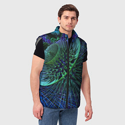 Мужской жилет Фрактальный узор шипы, цвет: 3D-светло-серый — фото 2