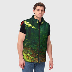 Мужской жилет Зелёный летний лес, цвет: 3D-красный — фото 2