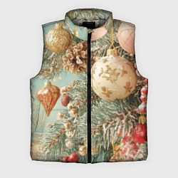 Мужской жилет Елочные новогодние игрушки, цвет: 3D-светло-серый