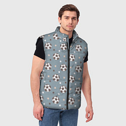 Мужской жилет Футбольные мячи и звезды на голубом, цвет: 3D-черный — фото 2