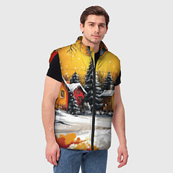 Мужской жилет Новогодний двор, цвет: 3D-красный — фото 2