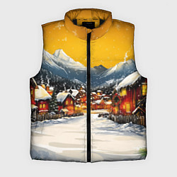 Мужской жилет Ламповый новый год - домики, цвет: 3D-черный