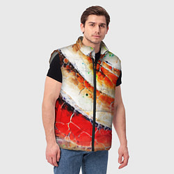 Мужской жилет Красно-белая волнистая абстракция, цвет: 3D-светло-серый — фото 2