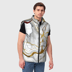 Мужской жилет Жёлто-белый мрамор, цвет: 3D-светло-серый — фото 2