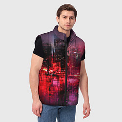 Мужской жилет Огни города мастихином - нейросеть, цвет: 3D-черный — фото 2