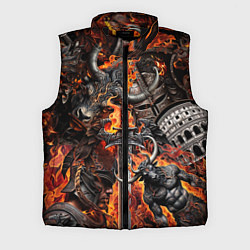Мужской жилет Гладиатор и минотавр на фоне огня мечей и щитов