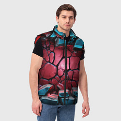 Мужской жилет Объемные слои разбитых плит, цвет: 3D-красный — фото 2