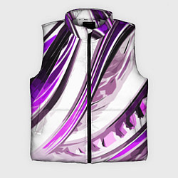Мужской жилет Волнистая бело-фиолетовая абстракция, цвет: 3D-светло-серый