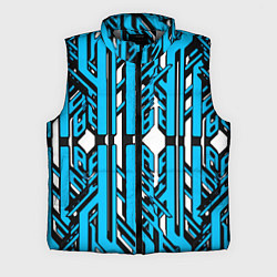 Мужской жилет Чёрно-синие техно полосы на белом фоне