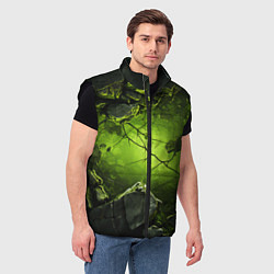 Мужской жилет Зеленые разбитые плиты, цвет: 3D-черный — фото 2
