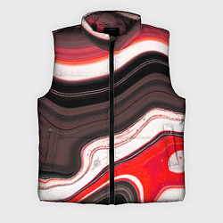 Мужской жилет Волнистые горизонтальные чёрно-красные полосы на б, цвет: 3D-черный