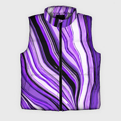 Мужской жилет Волнистые вертикальные чёрно-фиолетовые полосы, цвет: 3D-светло-серый