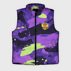 Мужской жилет Герб РФ на фиолетовом камуфляже, цвет: 3D-красный