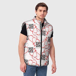 Мужской жилет Сердца и код любви на белом, цвет: 3D-светло-серый — фото 2