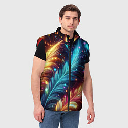 Мужской жилет Неоновые разноцветные перья, цвет: 3D-красный — фото 2
