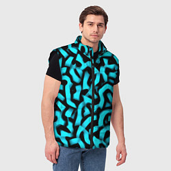 Мужской жилет Бирюзовая абстракция, цвет: 3D-черный — фото 2