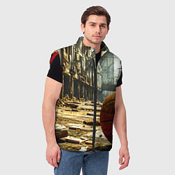 Мужской жилет Баскетбольный мяч и город постапокалипсиса, цвет: 3D-красный — фото 2