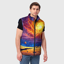 Мужской жилет Баскетбольный мяч и космос, цвет: 3D-черный — фото 2