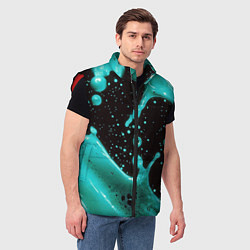 Мужской жилет Голубая краска и капли, цвет: 3D-красный — фото 2