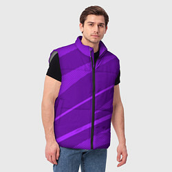 Мужской жилет Фиолетовый однотонный абстракция с полосой, цвет: 3D-светло-серый — фото 2