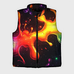 Мужской жилет Радужные кляксы на черном фоне