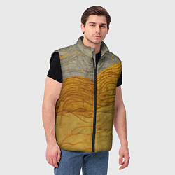 Мужской жилет Золотые волны на сером текстура, цвет: 3D-черный — фото 2