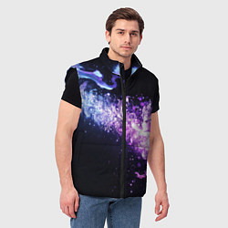 Мужской жилет Фиолетово-синяя абстрактная волна, цвет: 3D-черный — фото 2
