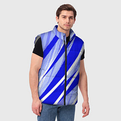 Мужской жилет Абстрактный синий полосатый, цвет: 3D-светло-серый — фото 2