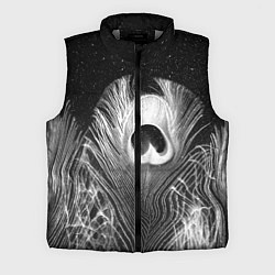 Мужской жилет Изогнутые белые перья павлина - чб иллюстрация