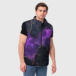 Мужской жилет Фиолетовый разлом с молниями, цвет: 3D-черный — фото 2