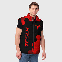 Мужской жилет Tesla - red gradient вертикально, цвет: 3D-черный — фото 2