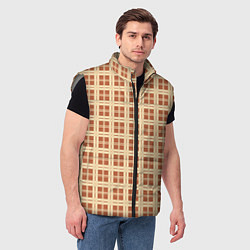 Мужской жилет Светлый коричневый простая клетка, цвет: 3D-светло-серый — фото 2