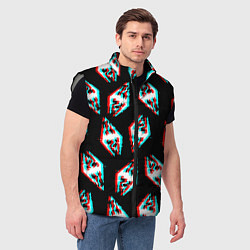 Мужской жилет Skyrim glitch logo patten, цвет: 3D-светло-серый — фото 2