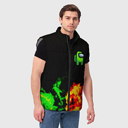 Мужской жилет Амонг ас огненная текстура, цвет: 3D-светло-серый — фото 2