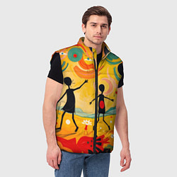 Мужской жилет Радостные солнечные человечки, цвет: 3D-черный — фото 2